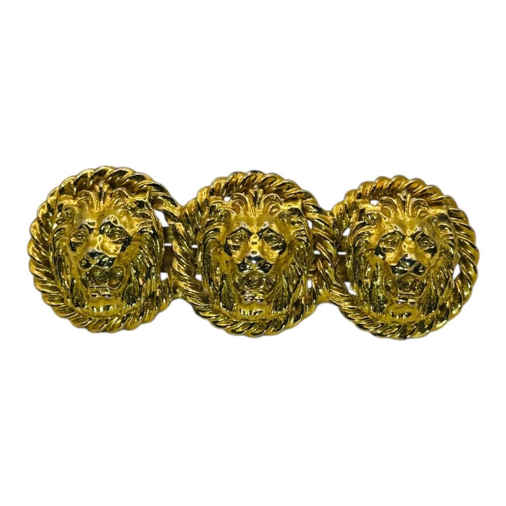 Vintage Iconic Lion Heads Barrette Hair Clips Gold Tone Made In France - Picture 2 of 10